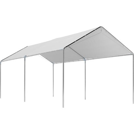 Carport auvent pour voiture 6 x 3 m acier galvanisé robuste PE haute densité blanc (1/5)
