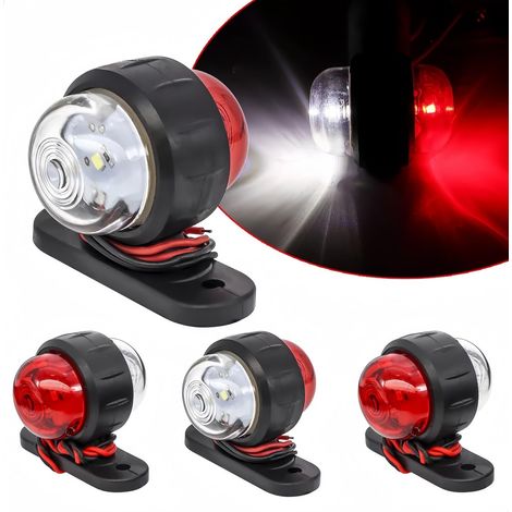 4 Feux latéraux de camion Pour Remorque Feux de Position LatéRaux Led Feux de Position LatéRaux ArrièRe Feu de Gabarit 12 / 24v Rouge/Blanc éTanche Led Feux de CôTé, Pour Remorque Camionnette (1/5)