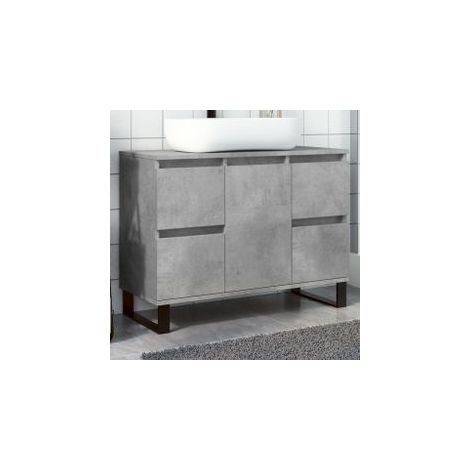 Armoire de lavabo salle de bain gris béton 80x33x60 (1/5)