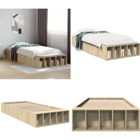 Cadre de lit sans matelas chêne sonoma 100x200 cm - Cadre De Lit - Lit Double - Lit Design - Lit Moderne - Lit Coffre Rangements - Home & Living