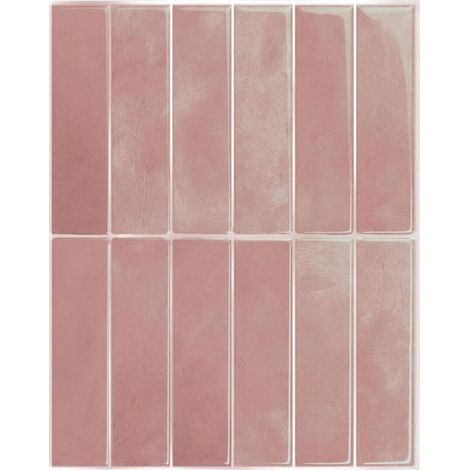 Lot de 10 crédences adhésives pour cuisine, salle de bain, carrelage mural, rose