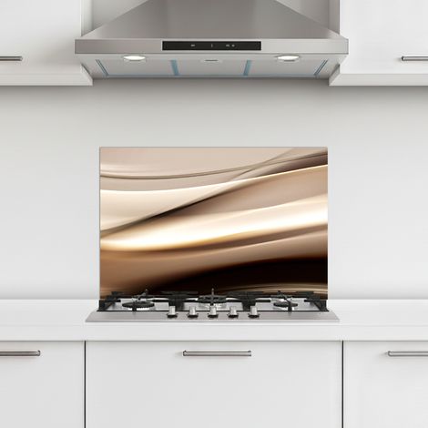 CRÉDENCE CUISINE Vagues - Abstrait - Beige chaud 60x40 cm (1/5)