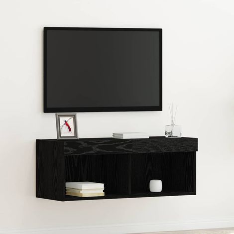 Ensemble meuble TV-Banc TV-Meuble Télé Chêne noir 80 x 30 x 30 cm Bois d'ingénierie (1/5)