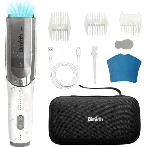 Tondeuse à Cheveux sans Fil avec Aspirateur, Kit de Coupe de Cheveux étanche avec Conception Sûre pour Enfants, Batterie Rechargeable et Accessoires, Outil Coupe pour Hommes (1/5)