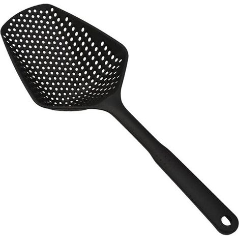 Grande écumoire à long manche - Égoutteuse - Passoire - Idéale pour égoutter les pâtes et la cuisson - PP - Noir (1/5)