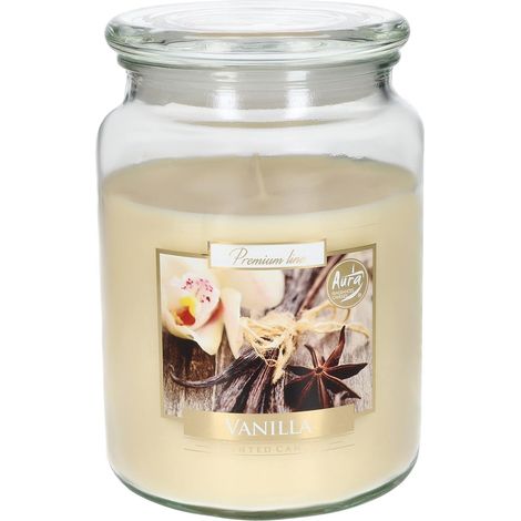 Grande bougie parfumée en verre avec couvercle vanille Idée cadeau aromathérapie Bougies décoratives Durée de combustion jusqu'à 100 heures (1/5)