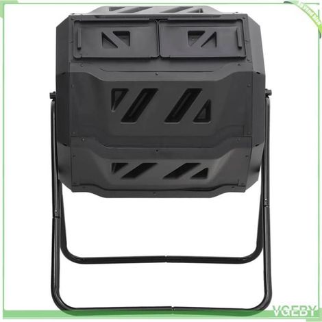 Bac à compost de jardin - FAFEICY - Pivotant 360° - 160 L - Deux chambres - Ventilation efficace (1/5)