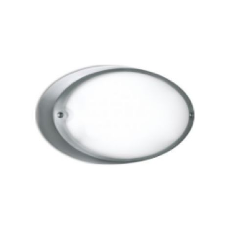 Plafoniera da parete, soffitto o palo per esterni grigio ral 9006 attacco e27 vetro acidato ip44 60w max lombardo lb8212g (1/4)