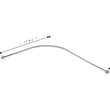 Barre de rideau de douche, design ajustable, structure en L, Argent (1/2)