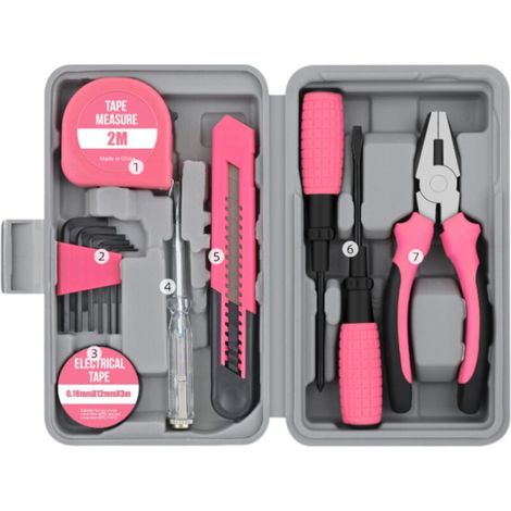 Coffret à outils, lot de 7 pièces, style couteau utilitaire, mini boîte à outils, 200x125x45mm (1/4)
