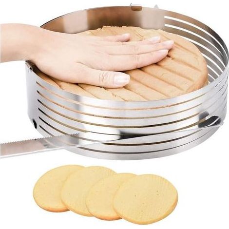 TAISHENGDA - Verstellbarer Tortenring (23 bis 30 cm), runder Biskuitkuchenausstecher aus Edelstahl, ausziehbare Gebäckform zum Schneiden von Biskuitkuchen in gleichmäßige Schichten (1/5)