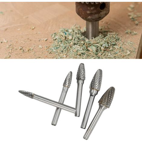 Jeu de limes rotatives en carbure à double rainure de type F, manche de 6 mm de diamètre, adapté au meulage de surface dans les applications aérospatiales, automobiles et marines. (1/5)