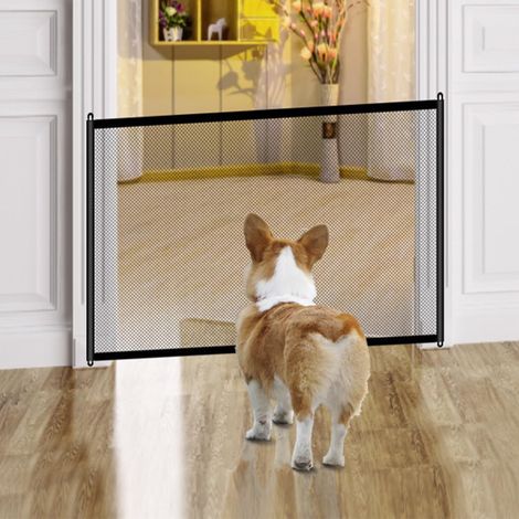 Barrière d'escalier rétractable pour chiens, barrière de sécurité pour bébé, barrière d'escalier portable sans perçage à l'intérieur, filet d'isolation pour porte d'escalier, intérieur et extérieur (1/5)