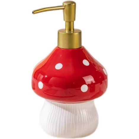 Distributeur savon lotion céramique porcelaine épaisse résistante pompe anti-goutte style champignon champêtre déco salle de bain cuisine (1/5)