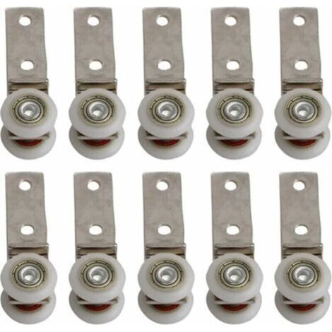 10 pack 1,9 cm Coude de conduit en métal Roulement Bloc de poulie avec deux Plastique de roue pour porte coulissante fenêtre Cabinet