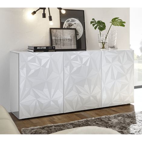 Buffet bas moderne laqué blanc 3 portes 180cm CAPRI (1/5)