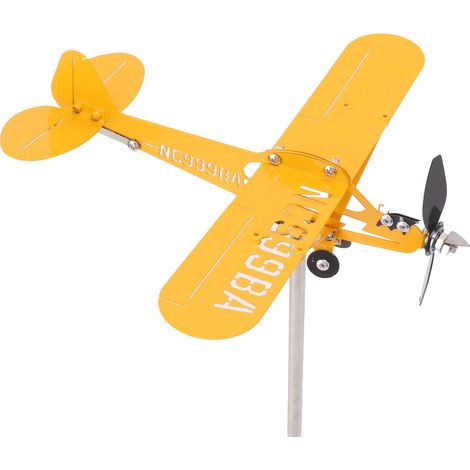 Eosnow Girouette d'avion Piper J3 Cub, girouette en métal 3D, indicateur de direction du vent sur le toit extérieur, décoration de jardin grande