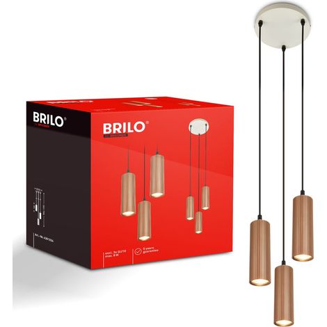 Briloner Lampada a sospensione LED regolabile in altezza Ø20x120 cm attacco GU10 max. 9W 3 luci grigio caldo caffè - Sala da pranzo tavolo (1/5)