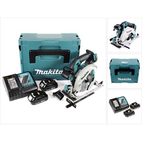Makita DHS 680 RAJ Akku Handkreissäge 18 V 165 mm Brushless + 2x Akku 2,0 Ah + Ladegerät + Makpac