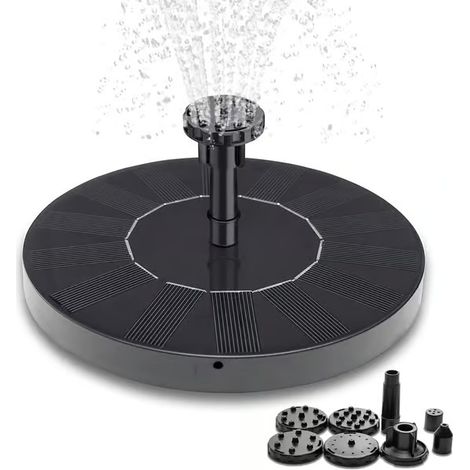 Promotion à petit prix  Fontaine solaire / Fontaine à eau à cellule solaire 16 cm Noir Noir Noir—max Noir Noir (1/5)