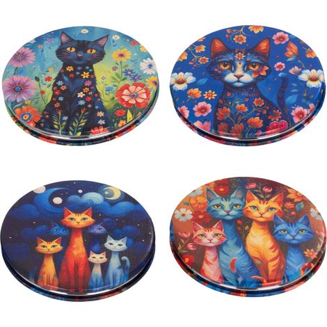 Miroir de poche compact motif chat, idéal pour offrir, miroir pliable et portable, 4 modèles différents