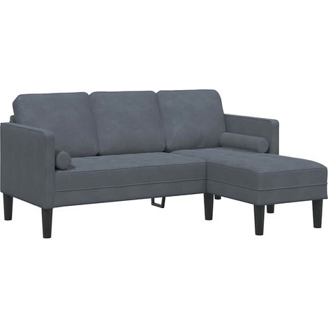 Sofa Set with Cushion Dark Grey Polyester vidaXL