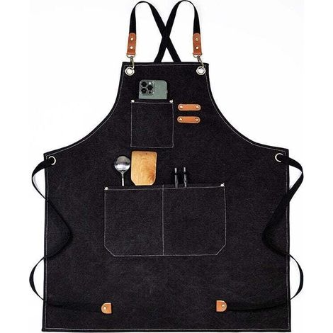 Tablier de cuisine imperméable, tablier ajustable avec poches, adapté à la cuisine domestique, au restaurant, au jardin, au barbecue, à l'école, au café, au chef, au boulanger, au serveur, au tablier (1/3)