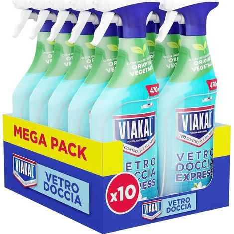 Viakal Vetro Doccia Express 470ml x10 –Mega Pack Pulizia Rapida Senza Risciacquo (1/4)