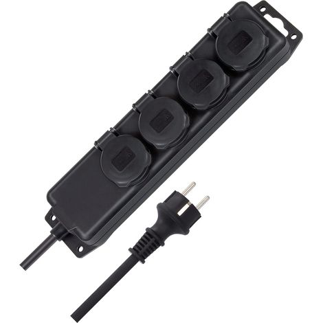 Bloc multiprise IP44 4 Prises Noir (1/4)