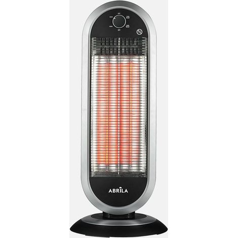 Poêle électrique en carbone Akron 900W noir/argent 2puis oscillant 70x30x30 cm