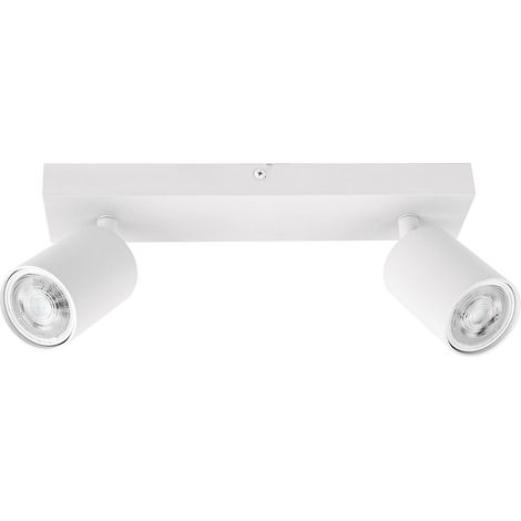Rampe LED Siena 2 spots GU10 Éclairage intérieur pour montage au plafond Têtes orientables et rotatives Idéal pour salon, chambre, cuisine et salle à manger - Blanc mat (1/5)