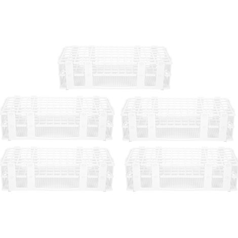 Support de 90 trous pour tubes à essai de 13 mm, lot de 5 porte-échantillons en plastique pour laboratoire. (1/5)