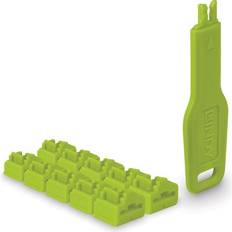 RJ45 PORT LOCKS GREEN, 10X + 1 KEY