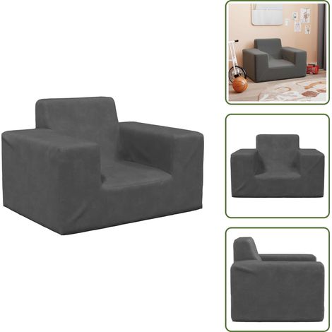 Kindersofa Anthrazit Weich Plüsch - Kindersofa - Kindersofas - Minisofa - Kindersofa (1/5)