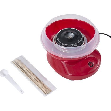 Machine à barbe à papa en PP, acier inoxydable et aluminium, 450 W, 27 x 26 x 18 cm, rouge