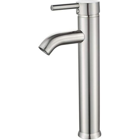 Sollbry Robinet d'évier de navire Robinet de salle de bain en nickel brossé Robinet d'évier de salle de bain monotrou Robinet de salle de bain vanité Robinet mitigeur de lavabo (1/5)