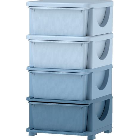 Cassettiera portaoggetti per bambini in plastica blu con 4 cassetti MODENUIT (1/5)