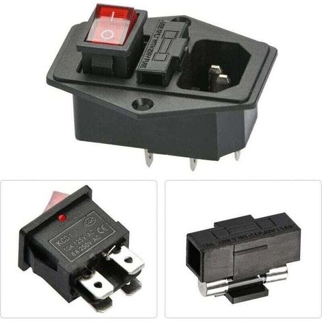 Betterlife C-14 connecteur encastré 220-250V/10A prise encastrée avec interrupteur prise Audio IEC prise encastrée (3 pièces),de (1/4)