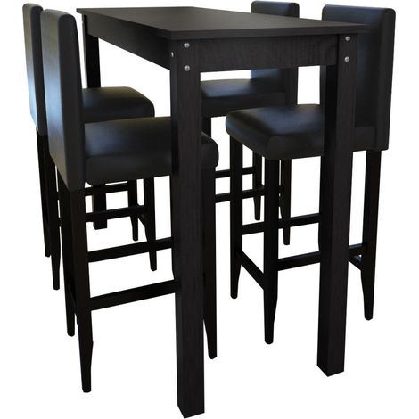 Set di 4 sgabelli da bar con tavolo alto nero 1202004