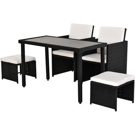Polyrattan Sitzgruppe Essgruppe Gartenset Garnitur 11 Tlg. Mit Kissen Schwarz