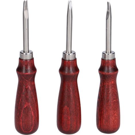 Professionelles 3-teiliges Lederschneidset mit Holzgriff für Bastelarbeiten und Lederverarbeitung (1/5)