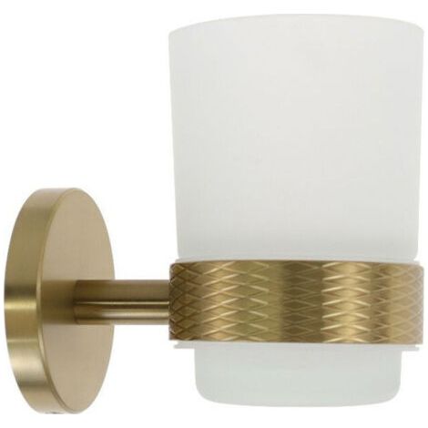 Porte-brosse à Dents En Acier Doré Avec Verre De Verre Satiné Salle De Bain 87928 (1/5)