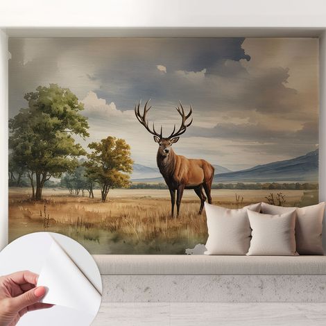 Fotomurale adesivo - Carta da parati adesiva - per la cucina camera da letto per la soggiorno - Cervo maestoso 208x146 cm (1/5)
