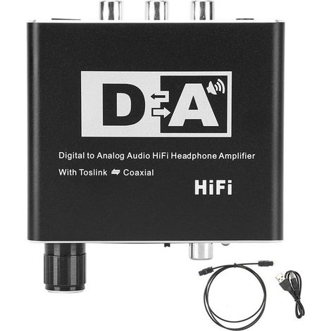 Convertisseur numérique à analogique Audio RCA 3,5 mm Jack Coaxial câble optique décodeur adaptateur (1/4)