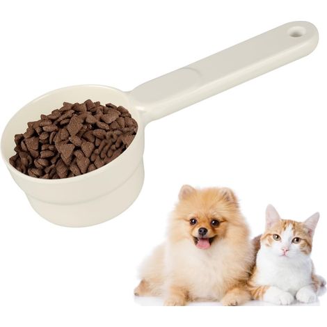 Pelle à Nourriture pour Chiots, cuillères à conserves pour animaux de compagnie, Cuillère à Mesurer pour Animaux, Nourriture Sèche 90g, avec Longue Manche pour Chiots, Chats, Lapins, Oiseaux, Furets (1/5)