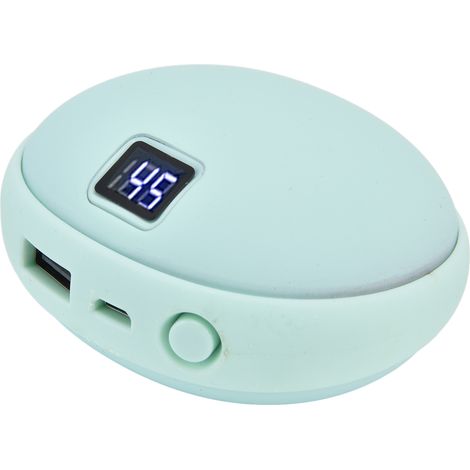 Chauffe-mains miniature 2 en 1 10 000 mAh, rechargeable par USB, bleu (1/5)