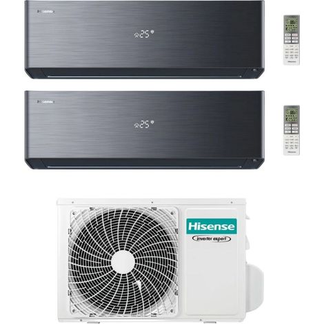 Hisense Climatizzatore Energy Pro X Black Dual Split 9+9 con 3AMW52U4RJC Inverter Wi-Fi R-32 Classe A++