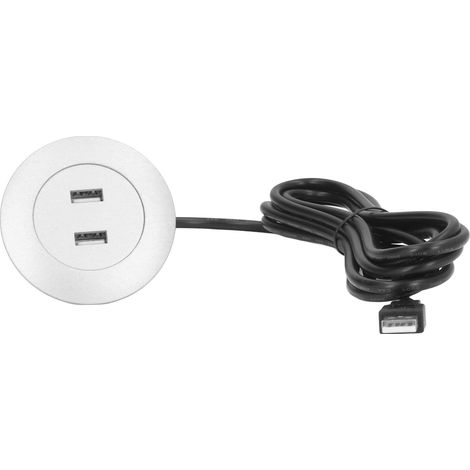 Prise de chargement USB pour canapés, montage encastré, deux ports de chargement USB, couleur argent (1/5)
