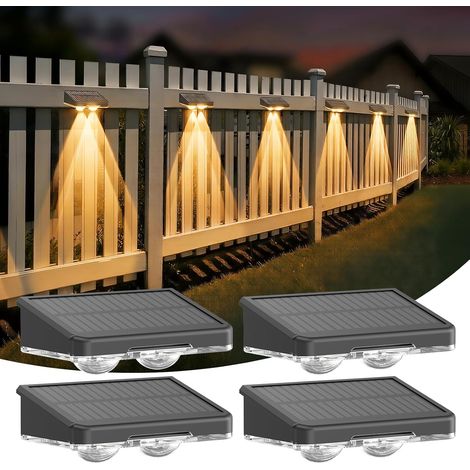 Lot de 4 Appliques Murales Solaires Extérieur, Lampe Solaire Murale LED avec Blanc Chaud & 6 Couleurs RGB, Étanches IP65 pour Patios et Noël (1/5)