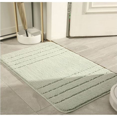Tapis de bain 40x60cm Lot de 2 en polyester doux antidérapant, moquette de salle de bain absorbante lavable en machine, vert clair (1/5)